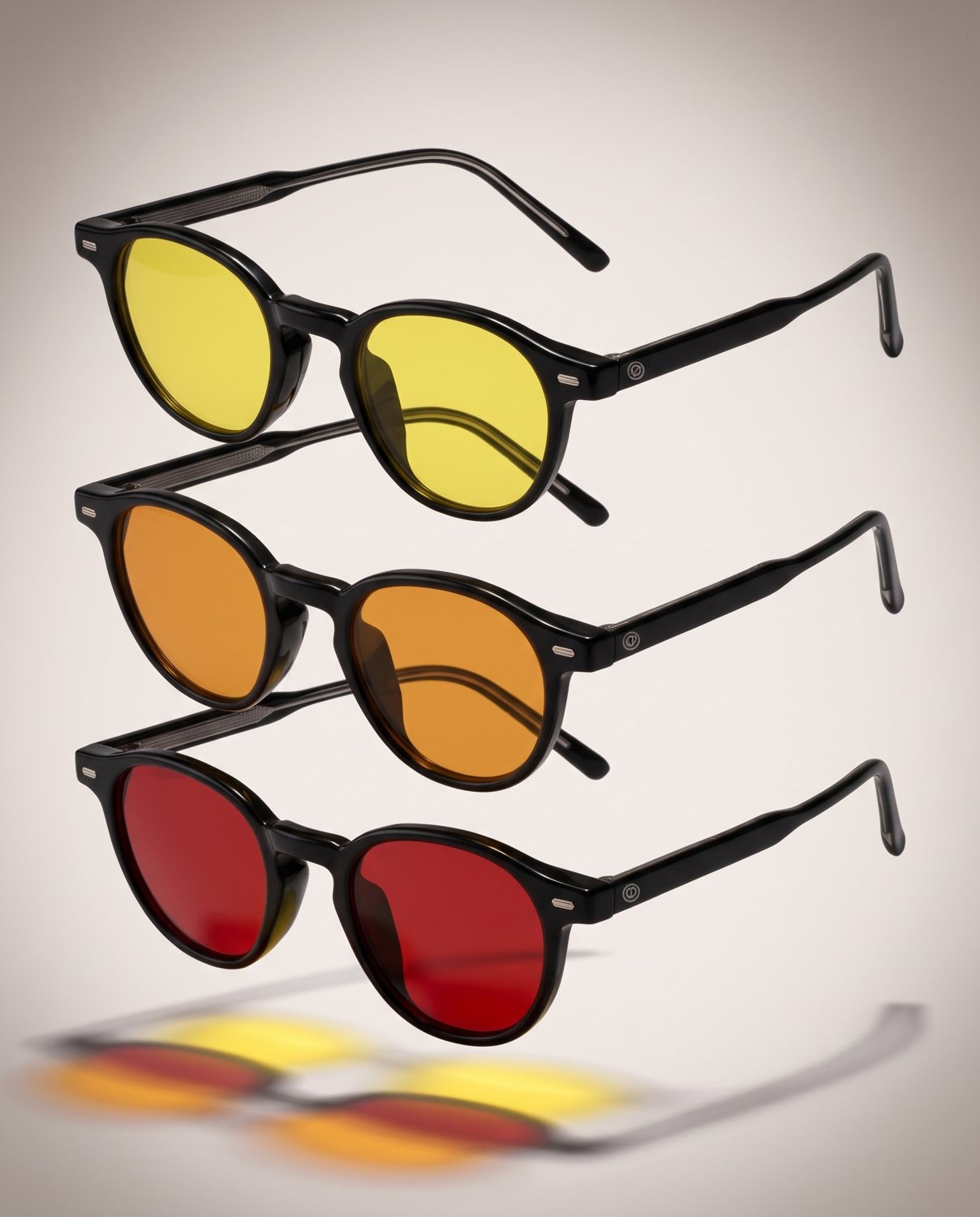 Los tres lentes RadaR uno sobre otro: Amarillo, Amber y Rojo